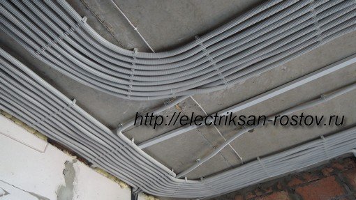 Стоимость прокладки кабеля и провода в гофре, цена монтажа гофры 5